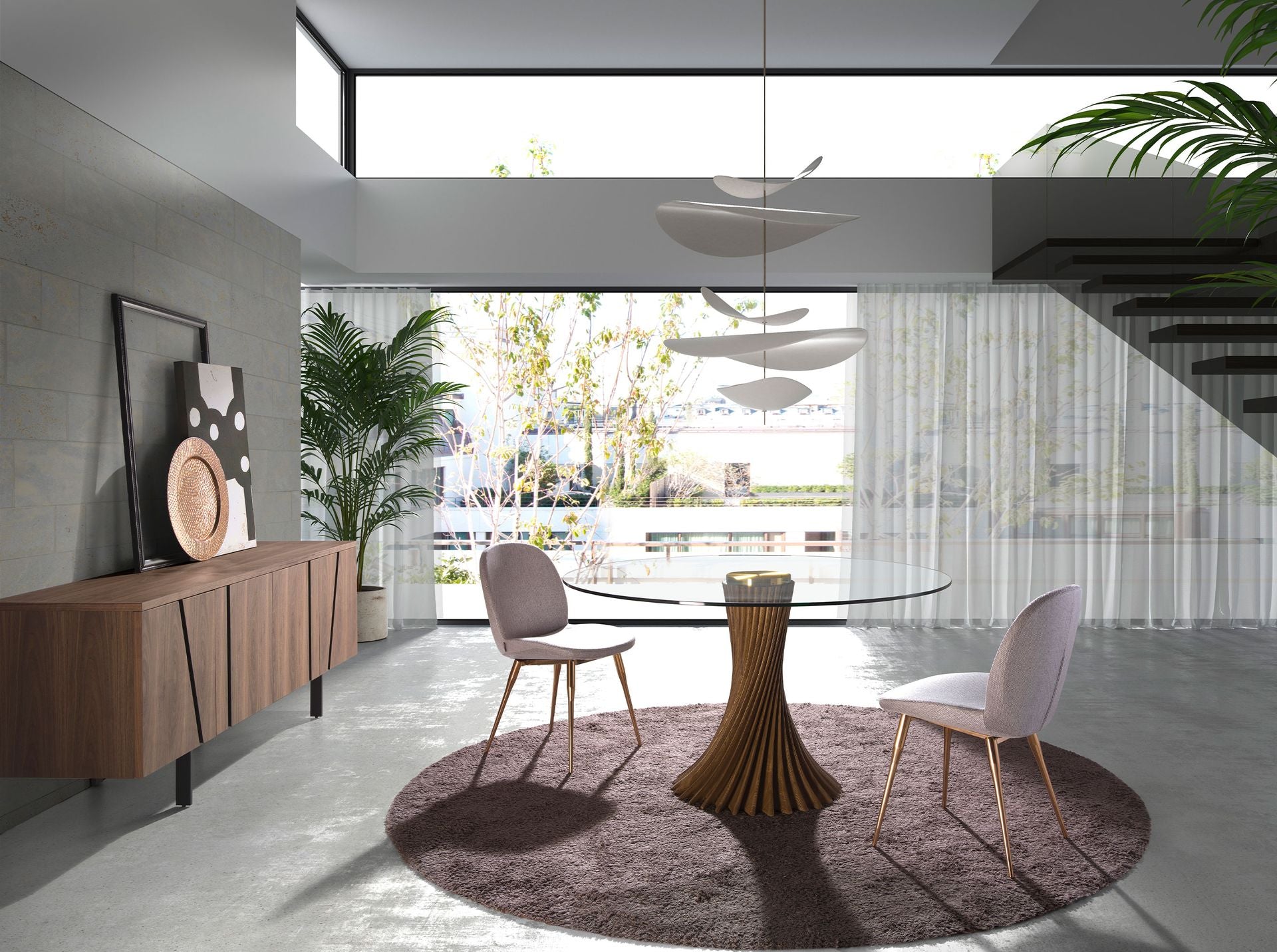 Credenza noce e acciaio nero