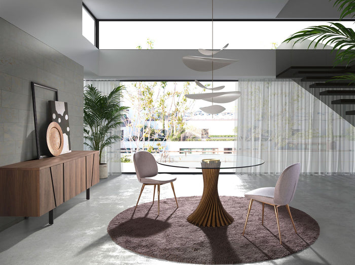 Credenza noce e acciaio nero