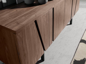 Credenza noce e acciaio nero