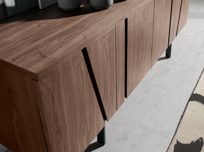 Credenza noce e acciaio nero