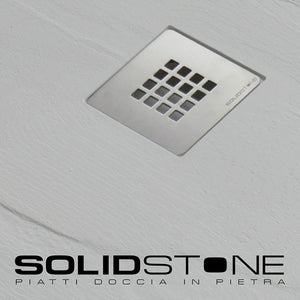 Piatto doccia in pietra SOLIDSTONE alto 2,8 cm - Ardesia Bianco RAL 9003 - Misura: 80x100 x 2,8h - Scarico Centrale