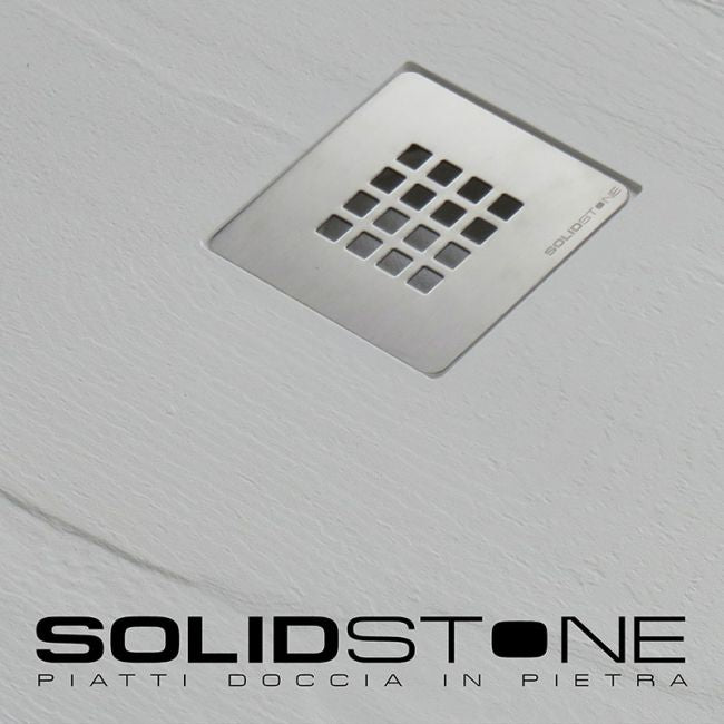 Piatto doccia in pietra SOLIDSTONE alto 2,8 cm - Ardesia Bianco RAL 9003 - Misura: 80x100 x 2,8h - Scarico Centrale