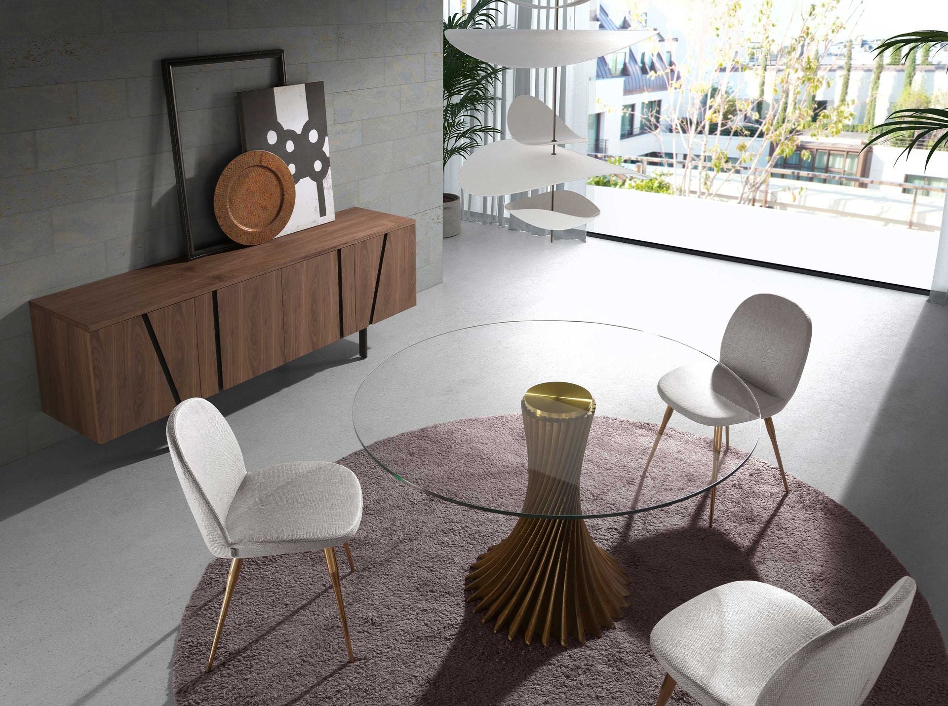 Credenza noce e acciaio nero