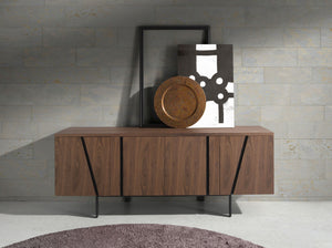 Credenza noce e acciaio nero