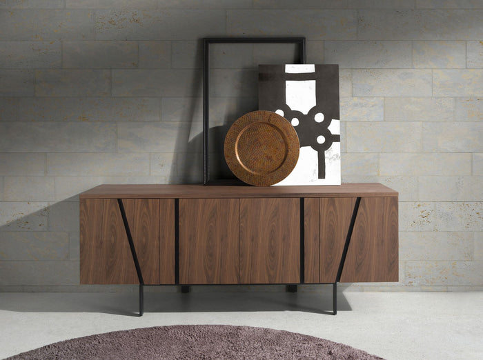 Credenza noce e acciaio nero