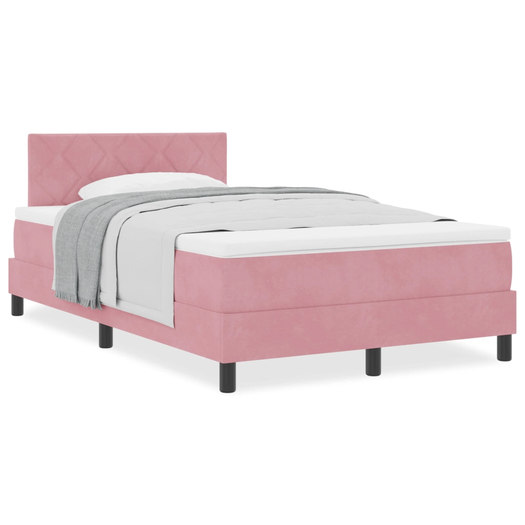 Letto Box Spring con Materasso Rosa 120x200 cm Velluto