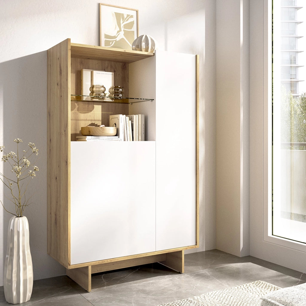 Madia Edgewood, Credenza 4 Ripiani, 30x81x138h cm Bianco