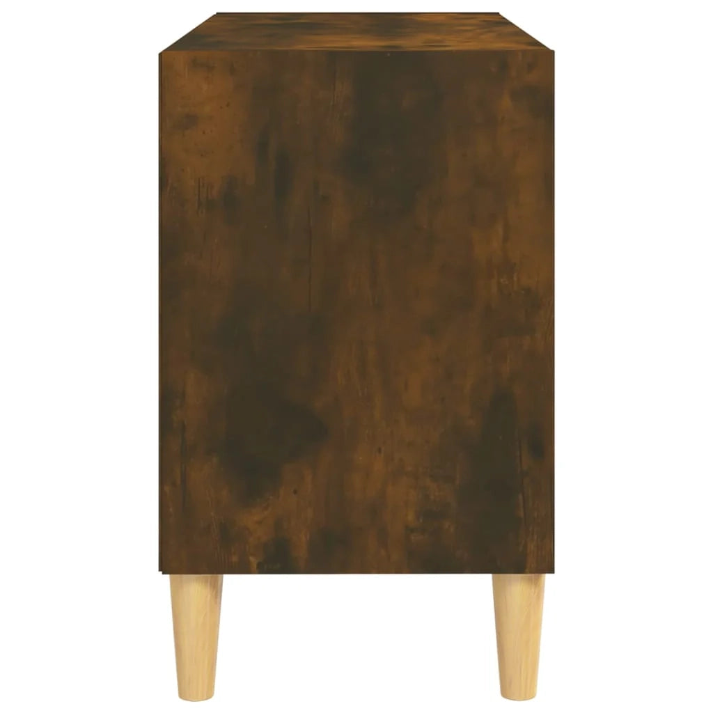 Mobile TV multimediale mensola TV credenza mobile TV per sala da pranzo soggiorno camera da letto con gambe in legno massello finitura rovere affumicato 69,5 x 30 x 50 cm marrone 02_0026852