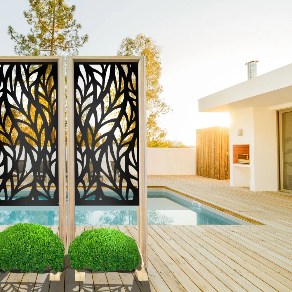 ALGA - Separè - Paravento modulabile - 70x190cm - in Legno e PVC Colore: nero