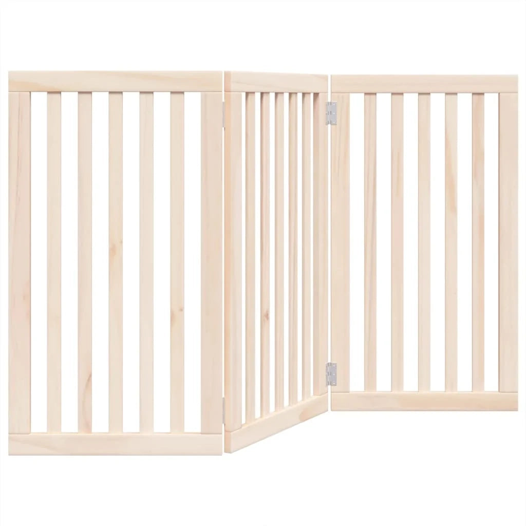 Cancelletto di sicurezza pieghevole a 3 pannelli per cani 150 cm legno di pioppo marrone 02_0023069