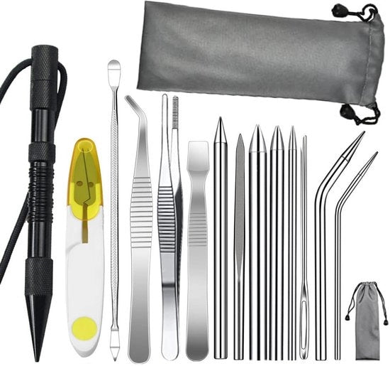Set di ago paracord 14 pezzi - ago in acciaio inossidabile - Marlin-Spike - morsa - uncino - leggero e resistente alla corrosione - attrezzo per nodi