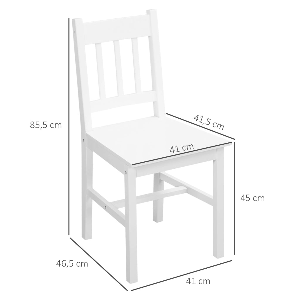 Set 4 sedie da pranzo in legno di pino laccato bianco con schienale aperto, portata 120 kg