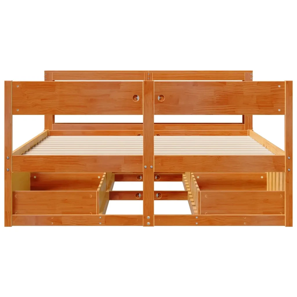 Letto senza Materasso Marrone Cera 135x190 cm in Legno di Pino 3306398