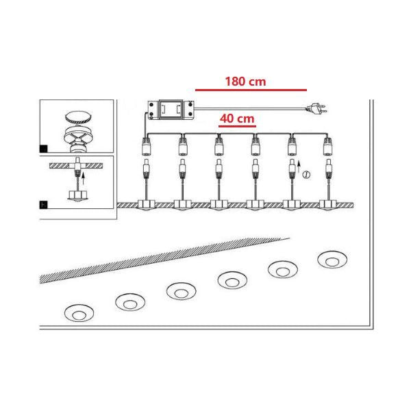 KIT 6 FARETTI INCASSO A LED 1W LUCE CALDA NICKEL CON TRASFORMATORE INCLUSO EGLO