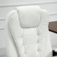 Sedia da Ufficio Massaggiante, Poltrona da Ufficio, Sedia Ergonomica con Altezza Regolabile, Schienale Reclinabile e Telecomando con Cavo, Poggiapiedi Retrattile e Girevole a 360°, Bianco