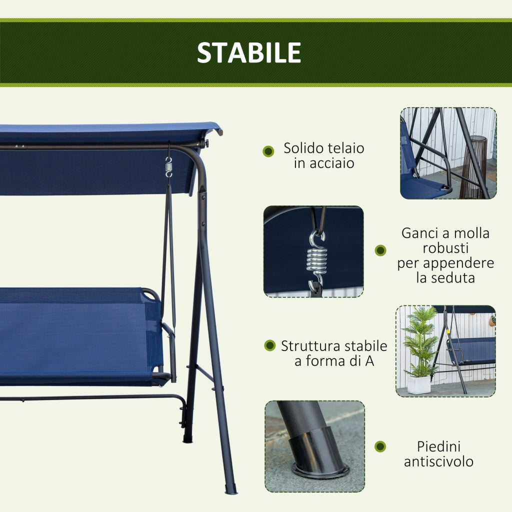 Dondolo da Giardino 3 Posti ¨C zephmum ¨C Tessuto Oxford, Blu Scuro