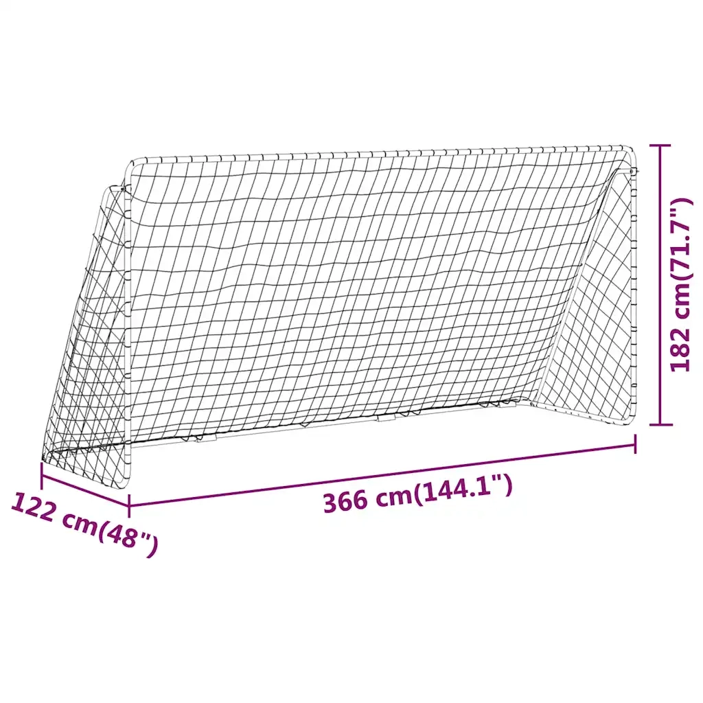 Porta da Calcio con Rete Bianca 366x122x182 cm in Acciaio CFW9761006
