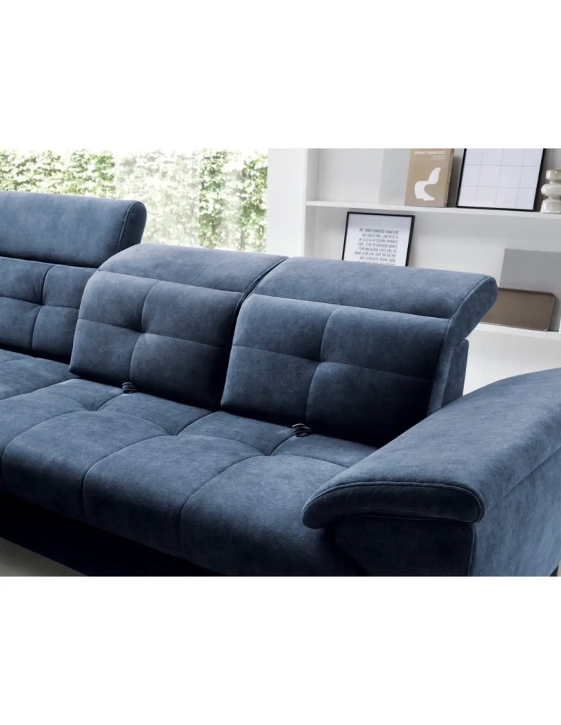 Divano ad angolo Blu 5 posti angolo sinistro chaise longue 210cm INFERNO
