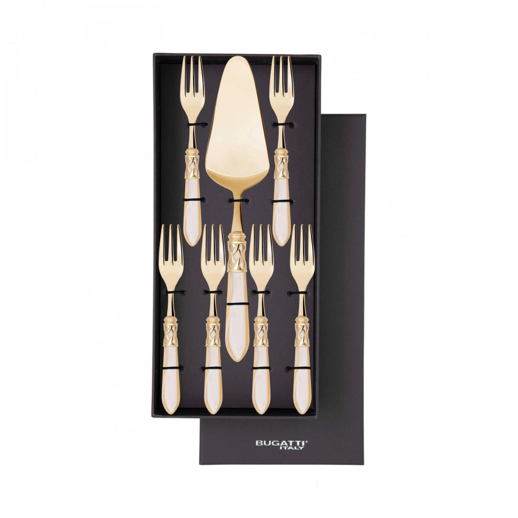 ALADDIN Gold, Posate Set 7 pz Dolce, Scatola Regalo, Casa Bugatti