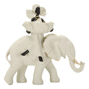Scultura decorativa Donna su Elefante in poliresina sabbia e oro