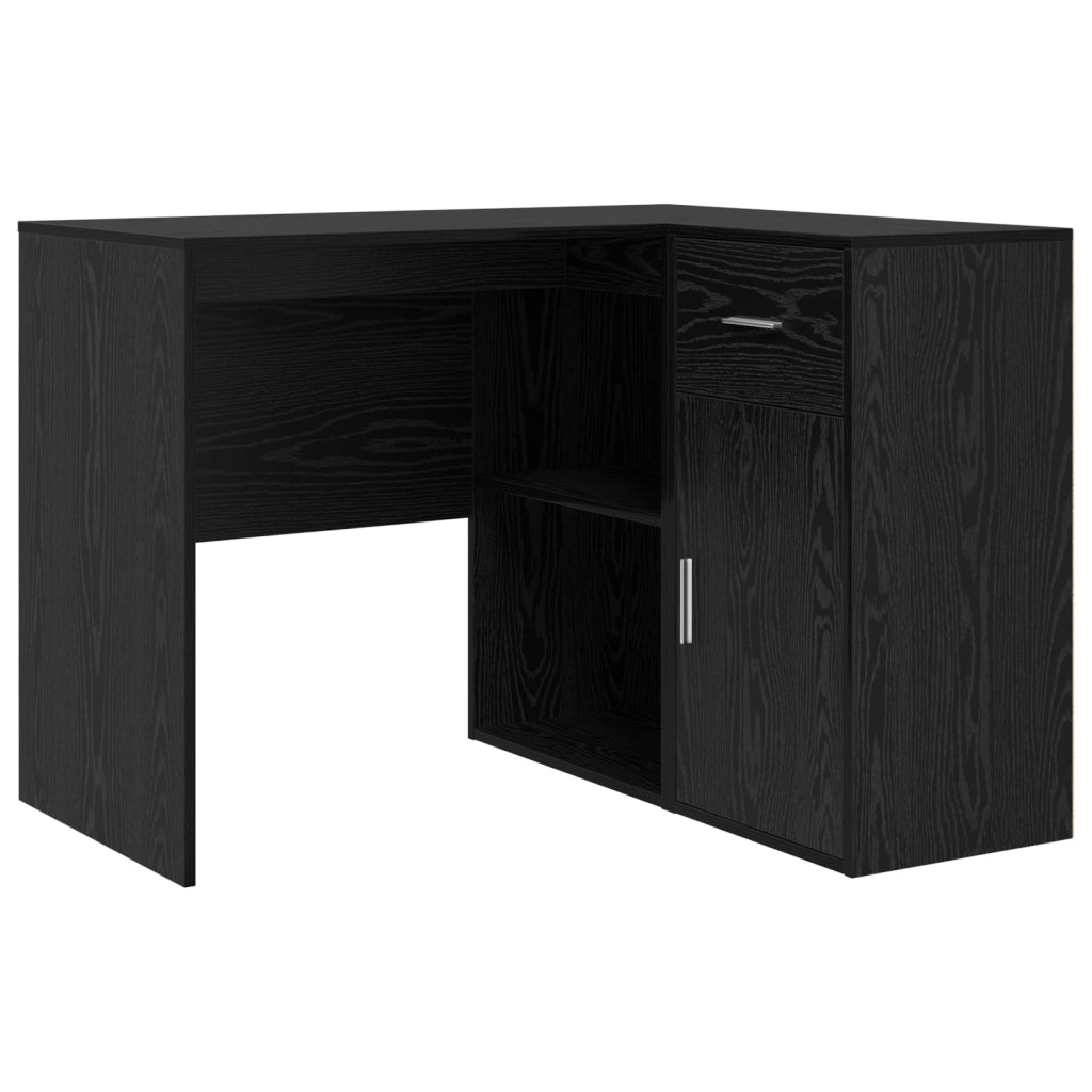 Scrivania Angolare Rovere Nero 102x88x75 cm Legno Ingegnerizzato
