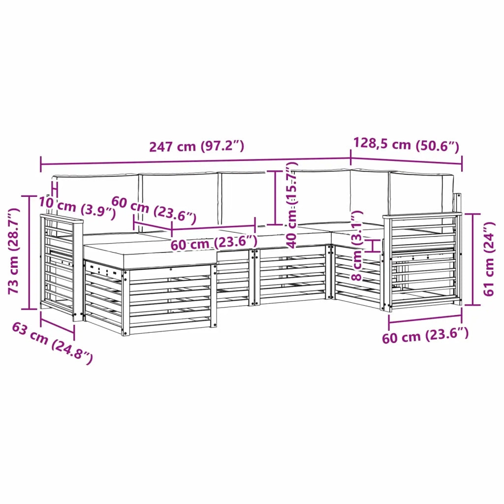 Set divano sezionale con cuscino 6 pcs Naturale e Antracite 3375102