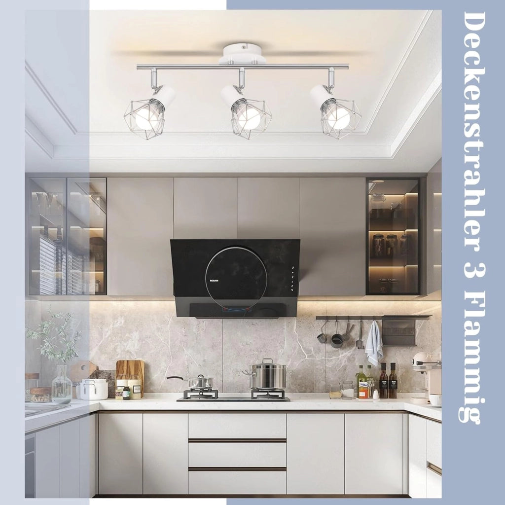 ZMH Faretto da soffitto a LED a 3 luci - lampada da soffitto retrò bianco/nero 350°