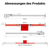 Barra da traino max 3 tonnellate 2 m in acciaio con smorzamento