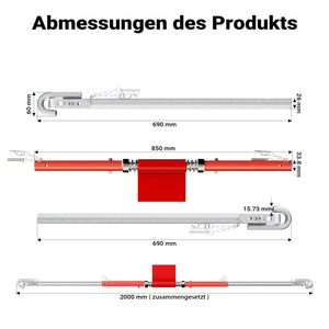 Barra da traino max 3 tonnellate 2 m in acciaio con smorzamento