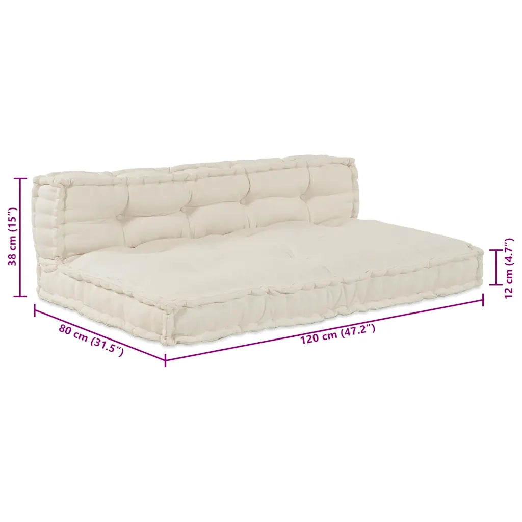 vidaXL Cuscino per Divano Pallet 2 pcs Crema Tessuto