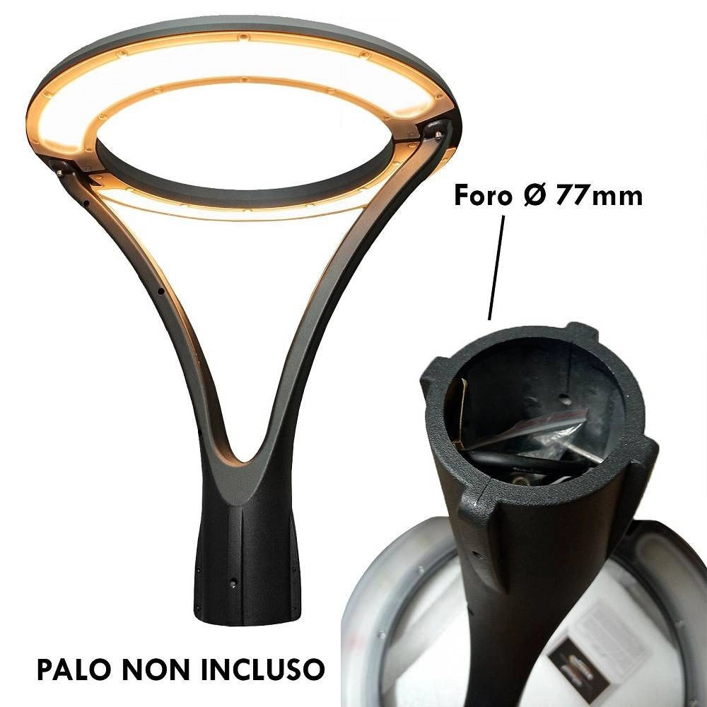 Trade Shop - Lampione Moderno Led 100w Cerchio Fungo Ip65 Luce Esterni Giardino Cortile Gd-100w - -bianco Caldo      -