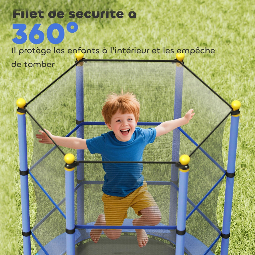 Trampolino per bambini con rete di sicurezza ¨C Xylo ¨C ? 140 cm blu con porta cerniera