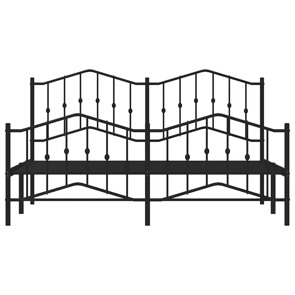 Giroletto con Testiera e Pediera Metallo Nero 183x213 cm