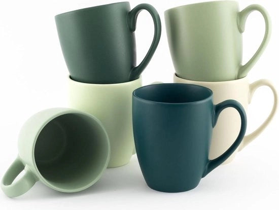 Set di Beaker Grande - Set di 6 Caffettiere in Colore Naturale in Ceramica di Alta Qualità Massiva