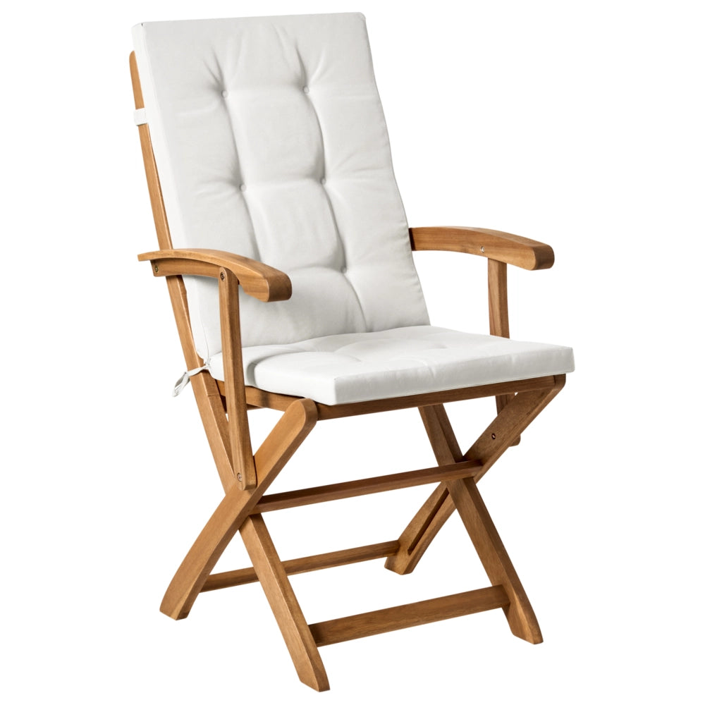 Set di 8 cuscini per sedute e schienale da esterno con lacci bianco stile elegante giardino