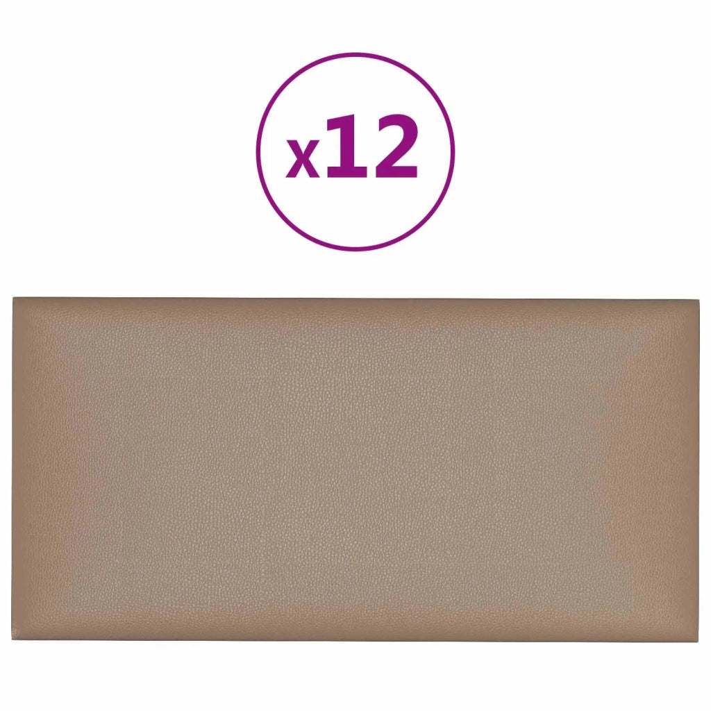 Testiera da Parete 12 pcs Cappuccino 30 x 15 cm Tessuto