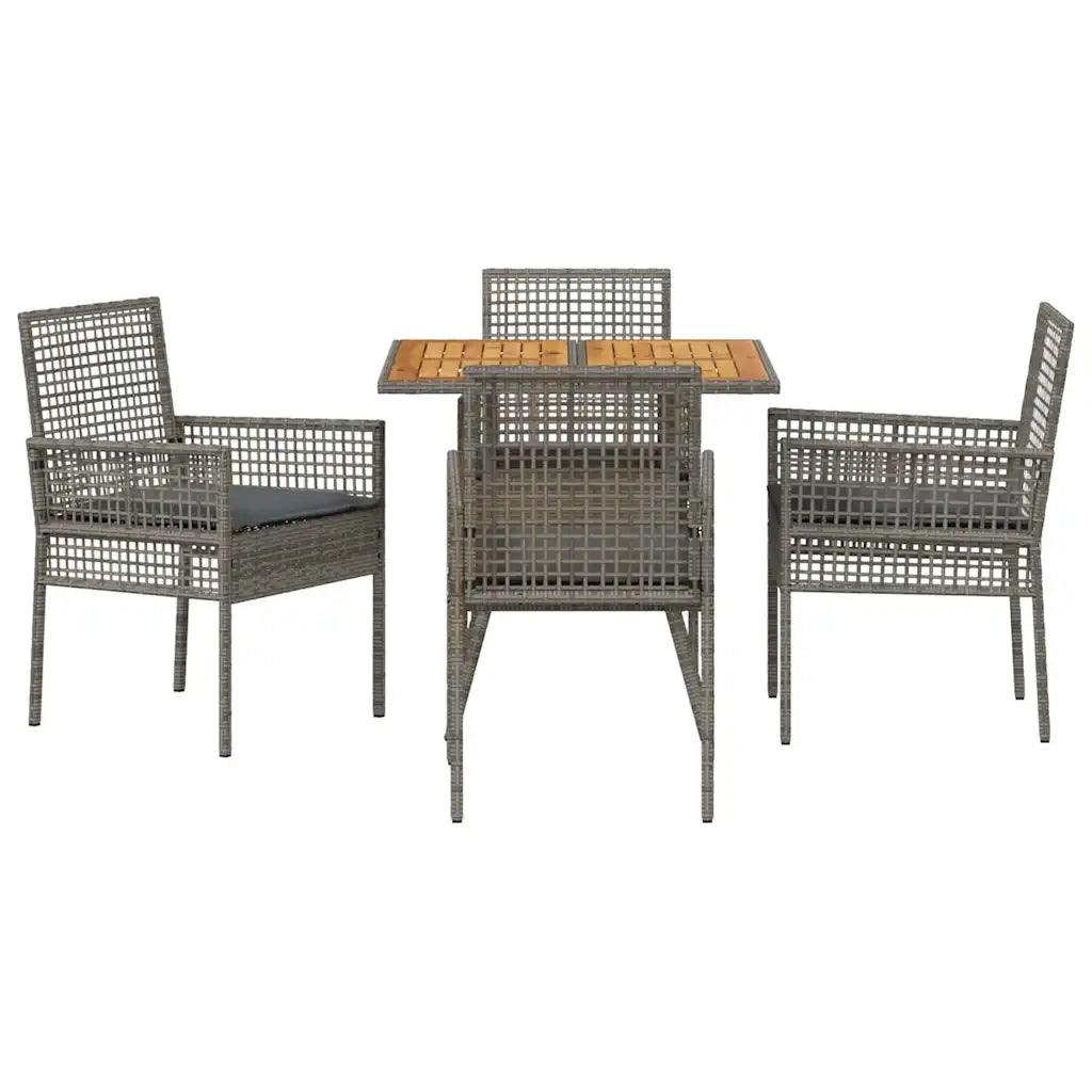 Set da Pranzo per Giardino 5 pz | Set Salotto da Giardino Grigio polyrattan