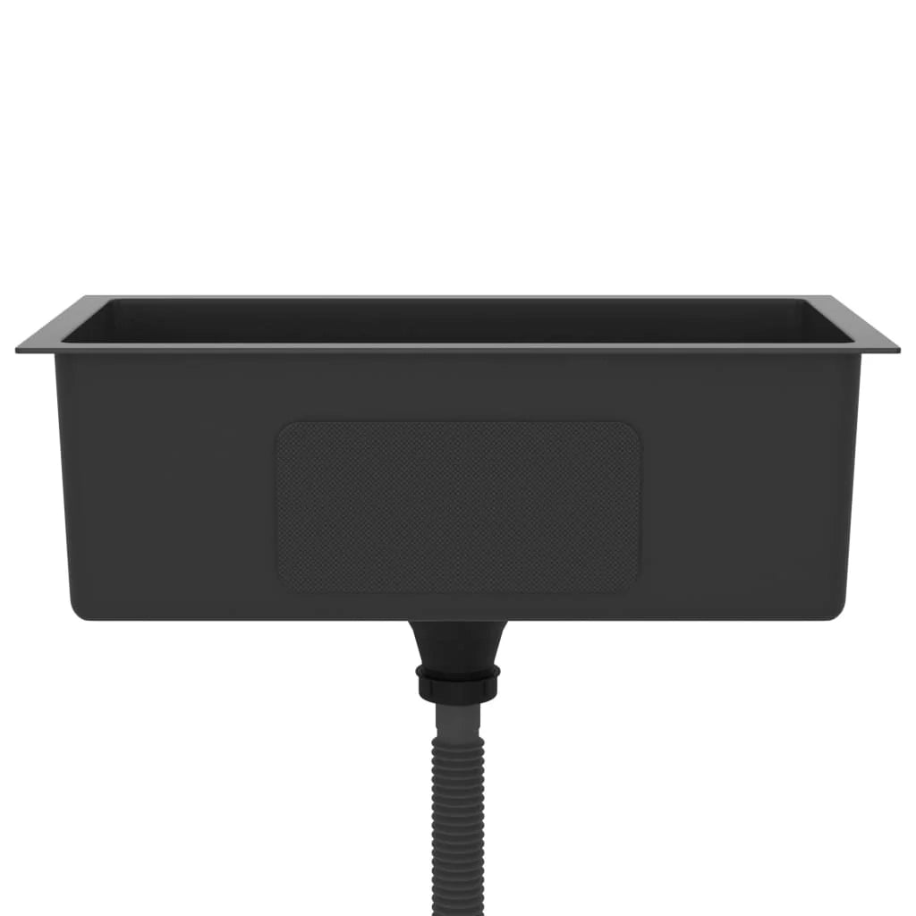 Lavello da cucina fatto a mano lavandino da bagno per interni nero 60 x 30 cm acciaio inox 02_0002456