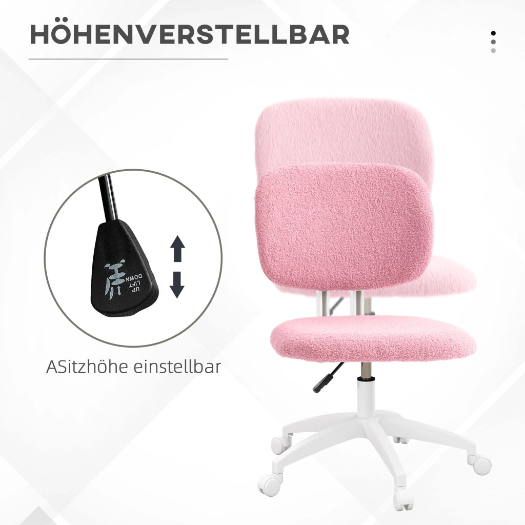 Sedia da ufficio ergonomica rosa regolabile in altezza