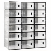 Scarpiera impilabile 75x35，5x111，5 cm nera e trasparente， 18 pezzi