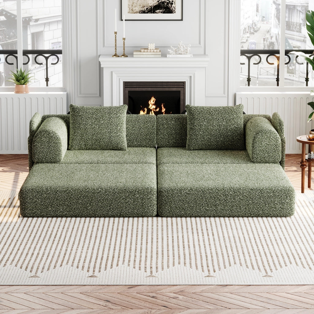 Divano Letto 2 in 1 con Vano Contenitore ¨C MINIMAL ¨C Tessuto Chenille, Struttura in Metallo