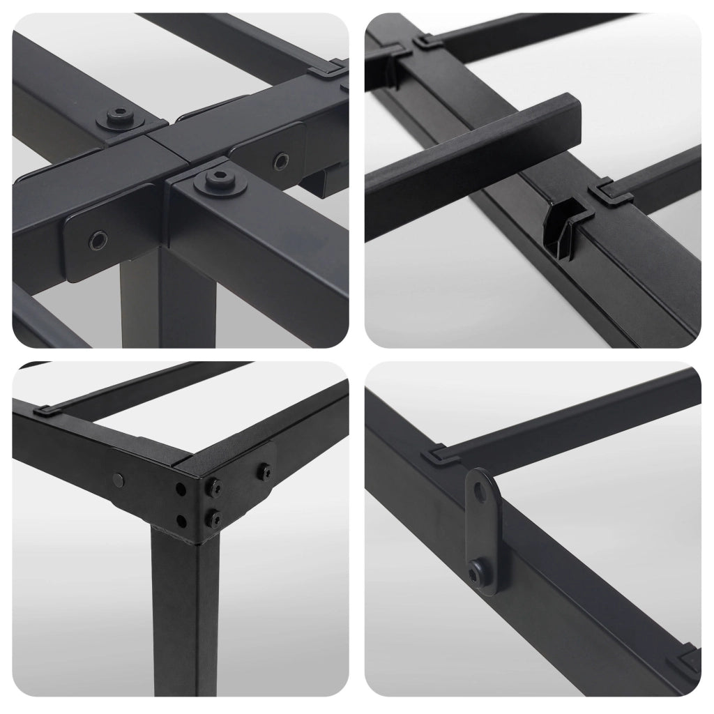 Struttura Letto Pieghevole in Metallo Rete a Doghe 160x200 cm Nero Letto per Ospiti 9 Gambe 20 Doghe