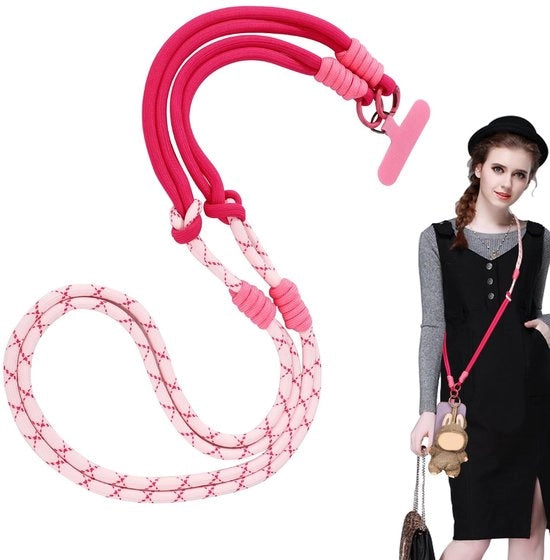 Cordone telefonico rimovibile - Lanyard intrecciato - 120 cm - Accessori per telefono - Attacco di fissaggio - Design moda