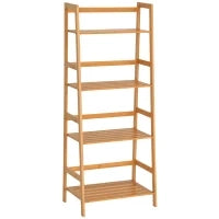 Libreria a 4 Livelli Moderna Scaffale a 4 Ripiani Bagno Cucina Balcone Bambù 48 × 30 × 119cm