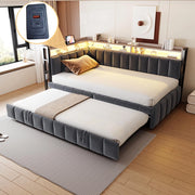 Divano letto 90x200cm?- Xylo - gigogne LED USB velluto grigio scuro