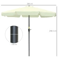 Ombrellone da Giardino e Terrazza Ø2.7x2.5 m Rotondo con Testa Inclinabile e Resistente ai Raggi UV 50+, Beige