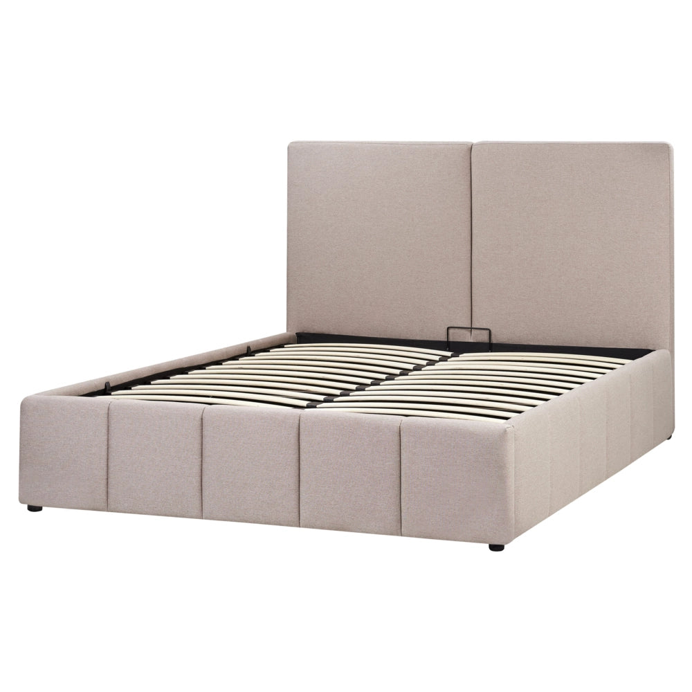 Letto matrimoniale con contenitore rivestito in tessuto tortora 160 x 200 cm camera da letto elegante