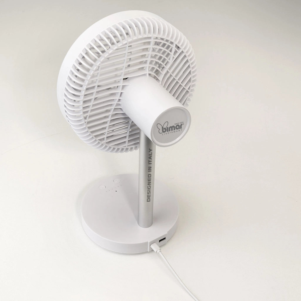 Bimar Ventilatore Tavolo VD220.1 20cm Batteria Ricaricabile Wi-Fi App 4 Velocità Modalità Notte Silenzioso