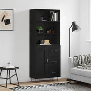Credenza Nera 69,5x34x180 cm in Legno Multistrato 3190014
