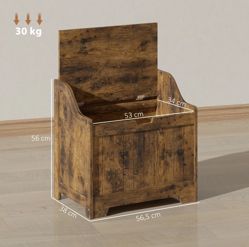Cassapanca contenitore 61 L in MDF rustico con cerniera di sicurezza